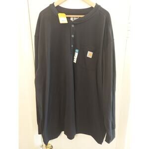 Carhartt Shirt Mens 4XL L/S Black Thermal Henley Workwear TK4429 Relaxed Fit Nwt